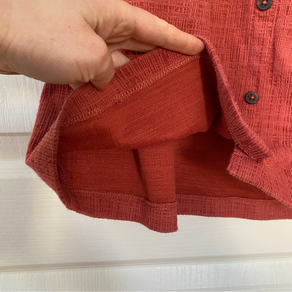 Madewell Red Texture Thread Button Front Ruffle Off-the-Shoulder Mini Dress XS - Picture 9 of 14